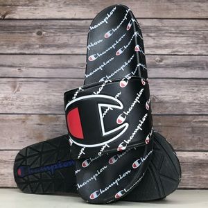 Champion IPO Repeat Slide Sandals White Red Black Flip Flops Casual Shoes